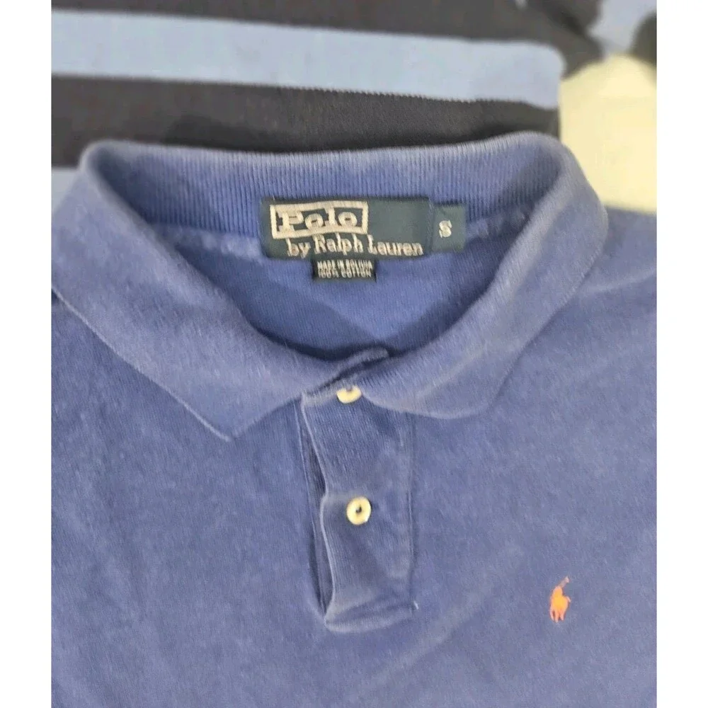 Lot Of 2 VINTAGE Polo Ralph Lauren Shirts Men Small Blue Short Sleeve